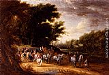Nicolaes Woutersz Van Der Meer Paintings - Louis XIV In A State Coach Accompanied By His Gentlemen by Adam Frans Van Der Meulen